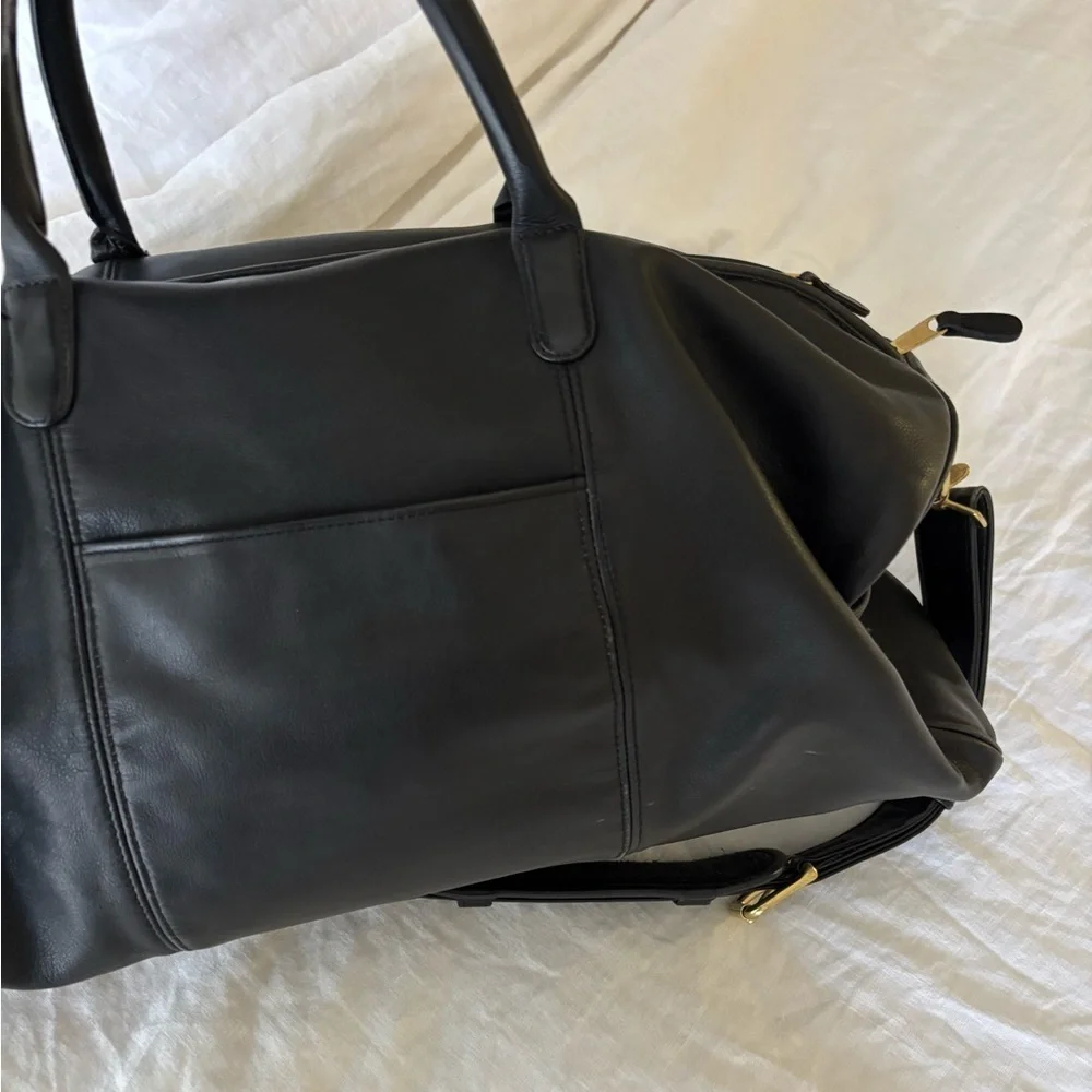 Coach Black Leather Weekender Bag